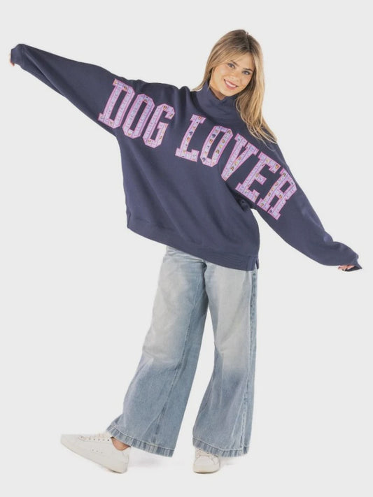 SS Dog Lover Mock Neck Sweatshirt ONE SIZE