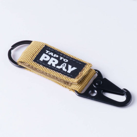 Tap To Pray™ - Tactical Carabiner Keychain: Tan