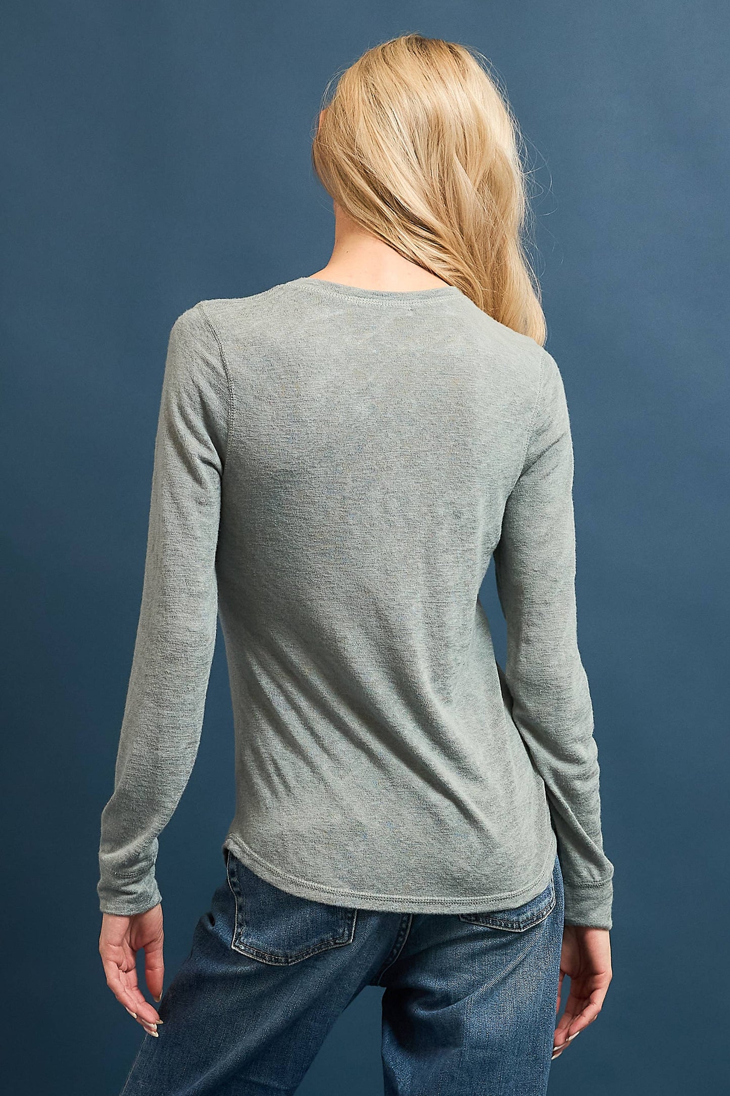 Wasabi + Mint Slub Hacci Long Sleeve Top - Latte