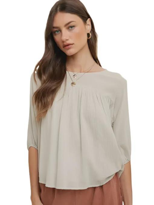 Batwing Sleeve Blouse Top with Side Slits