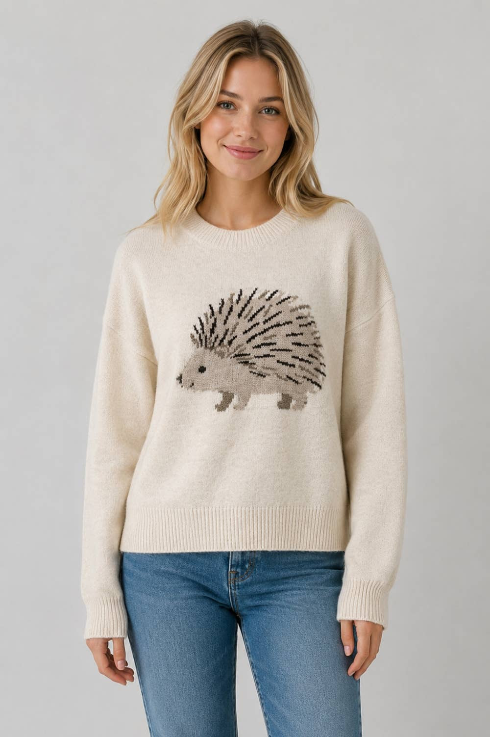 Oatmeal Hedgehog Crewneck Sweater