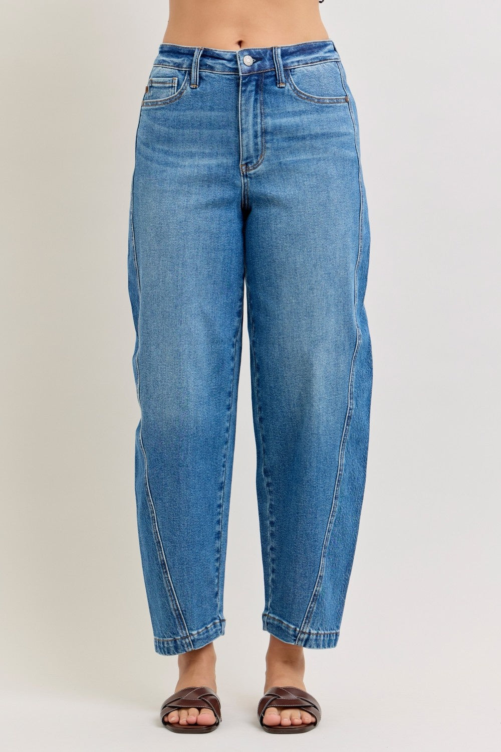 Judy Blue – HW Rigid Magic Panel Barrel Jeans