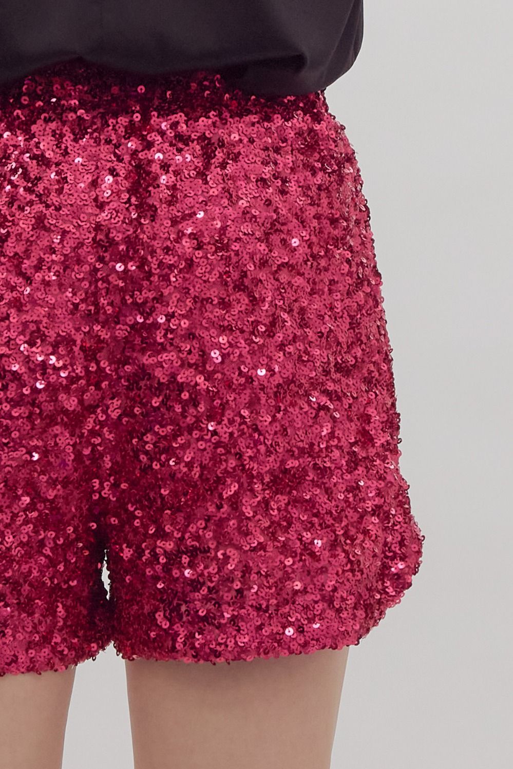 Fuchsia Sequin High-Waisted Pull On Short