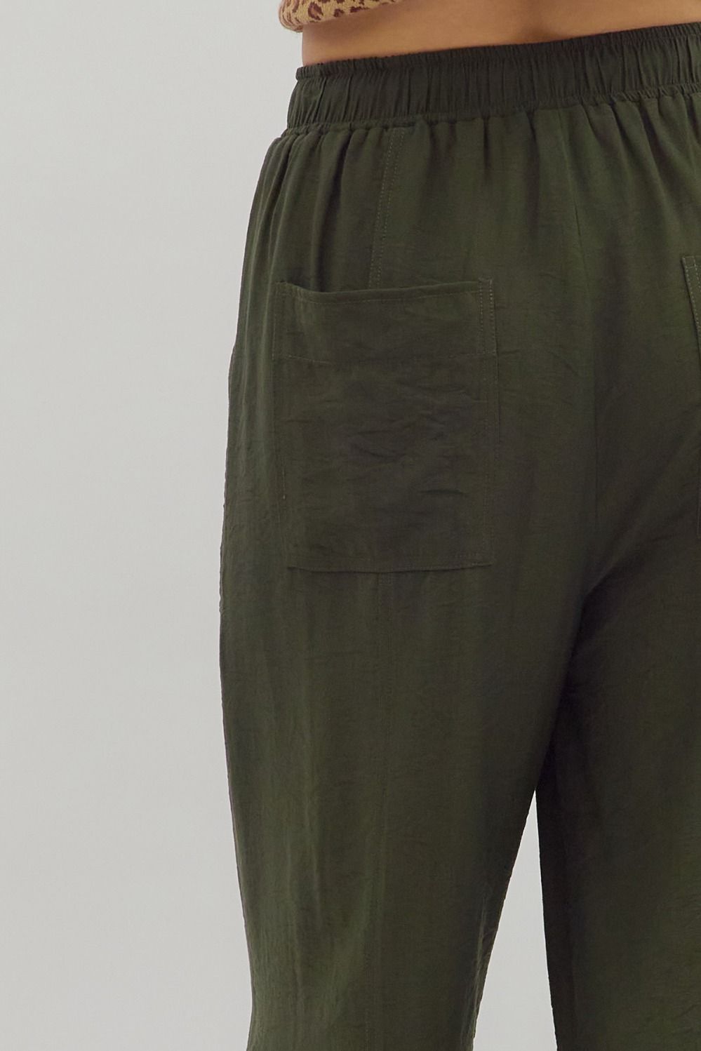 Entro Olive Escape High-Waist Wide-Leg Pants