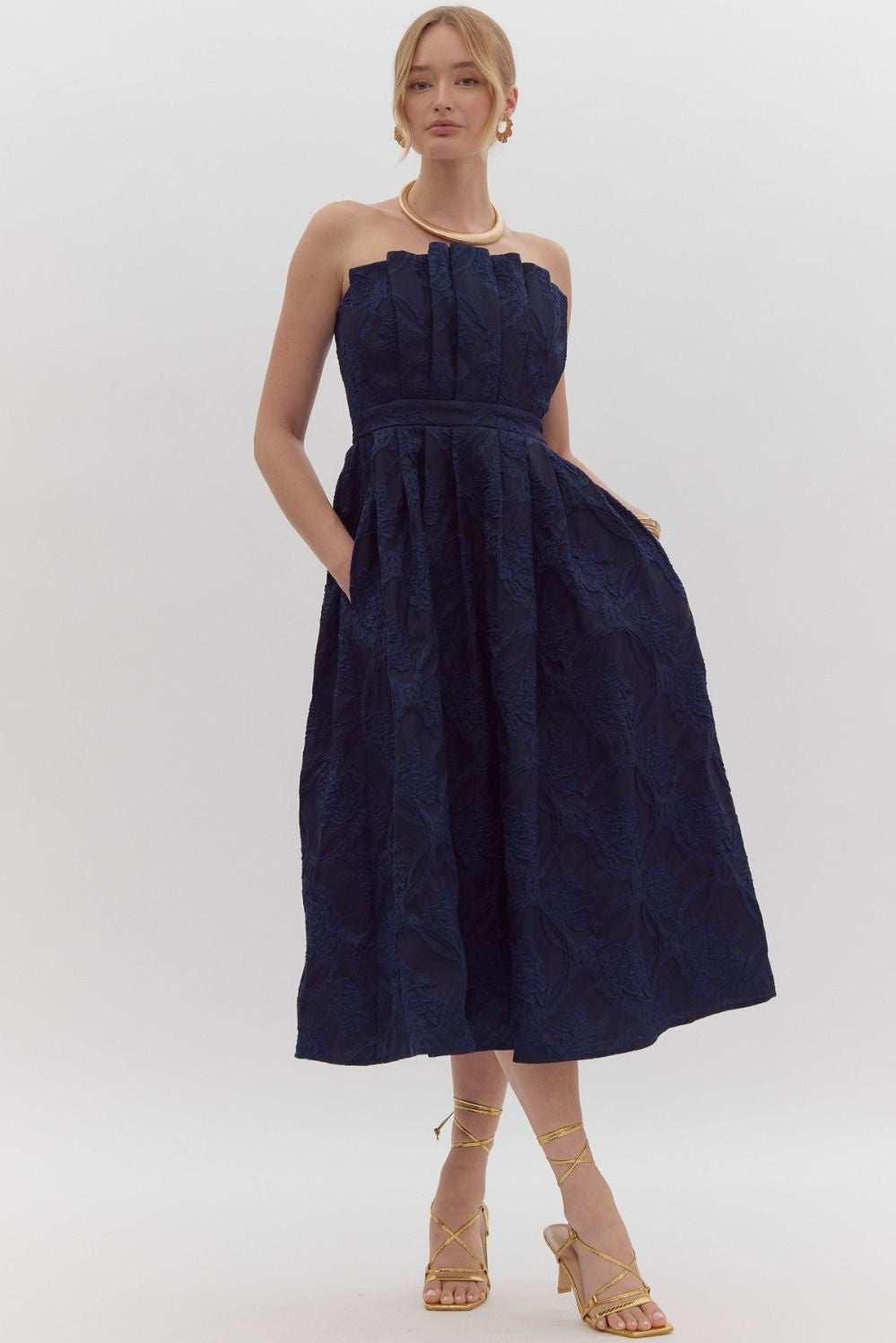 Midnight Elegance Strapless Dress