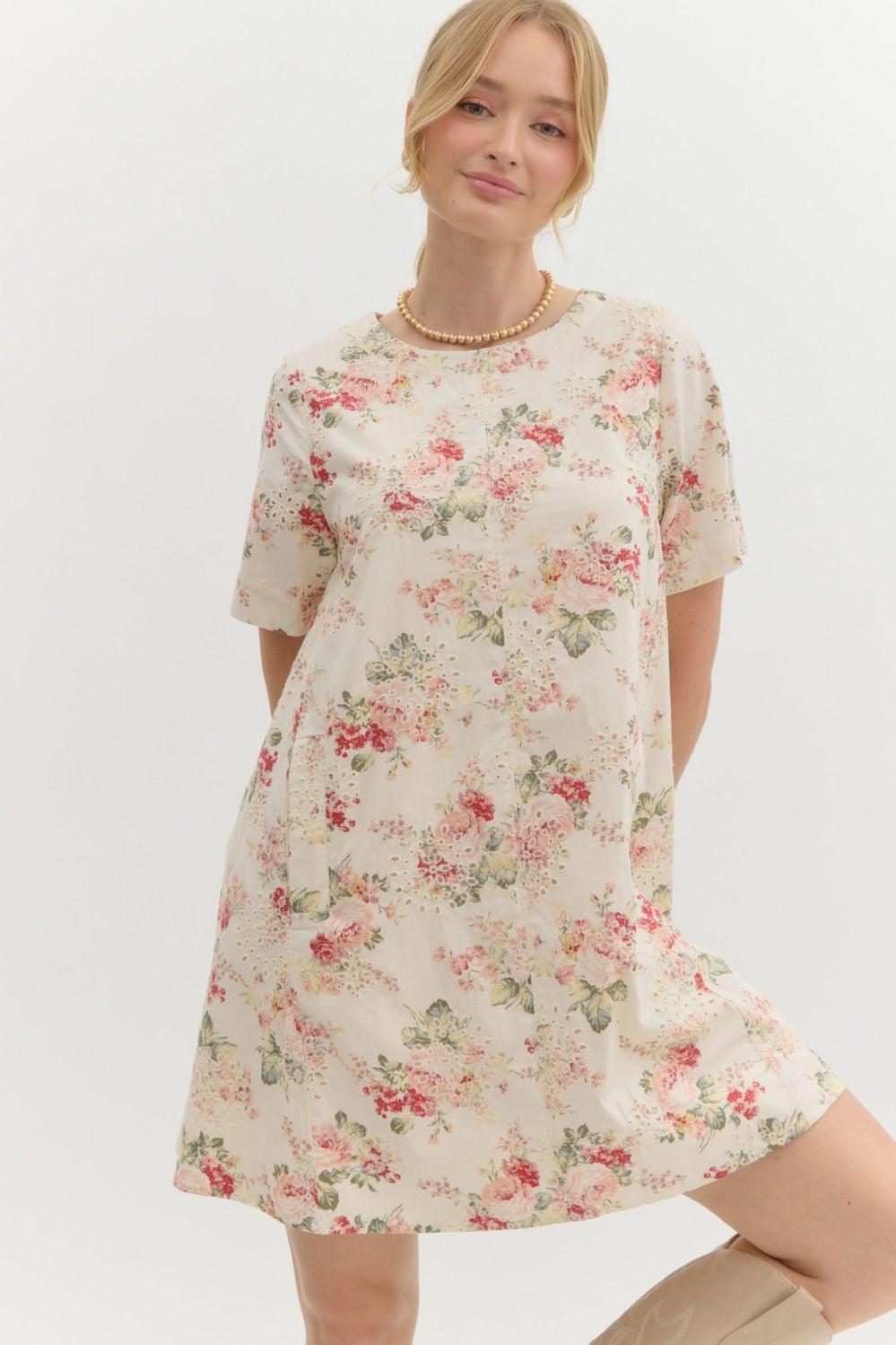 Entro Floral Eyelet Mini Dress