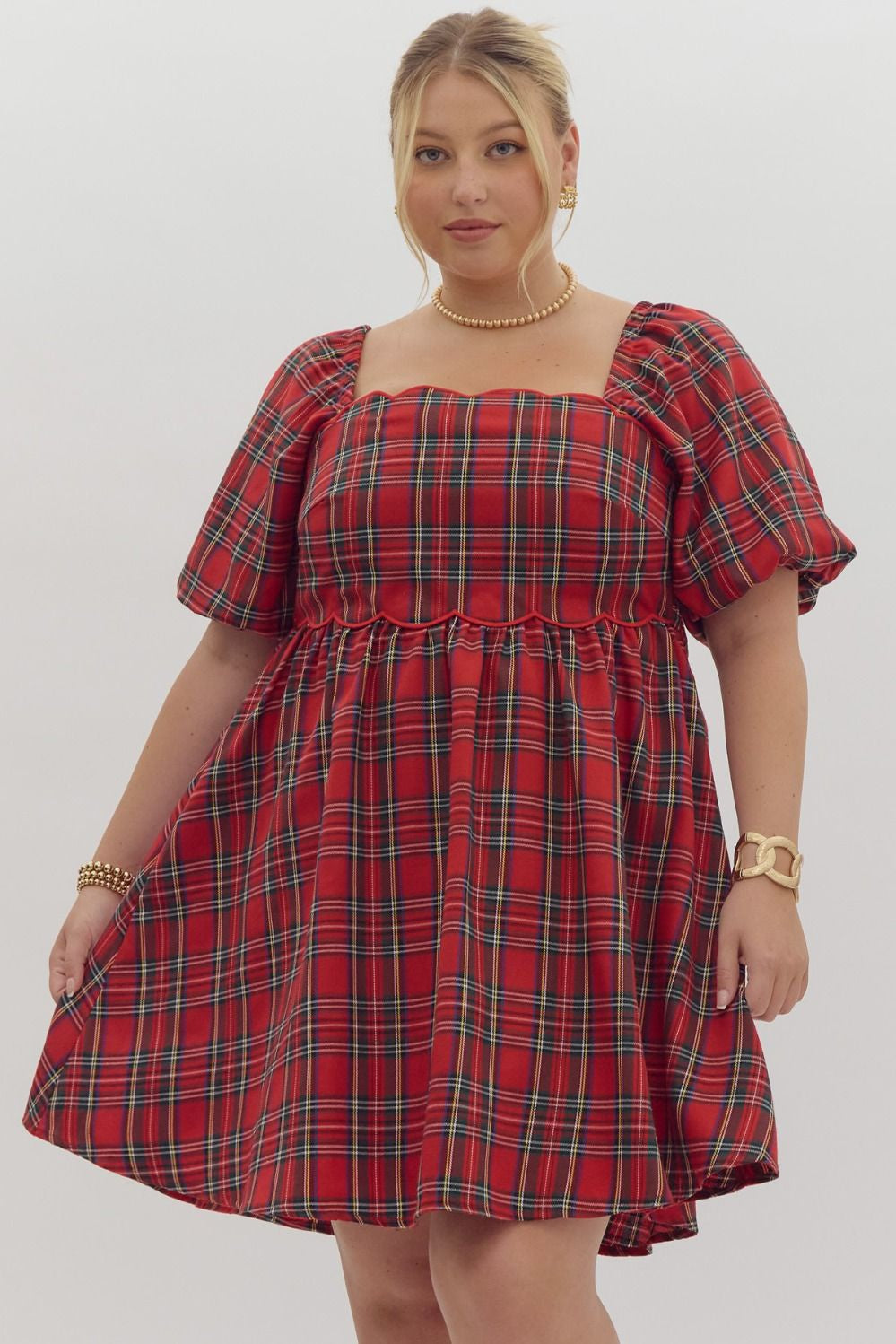 PLUS Holiday Party Plaid Dress