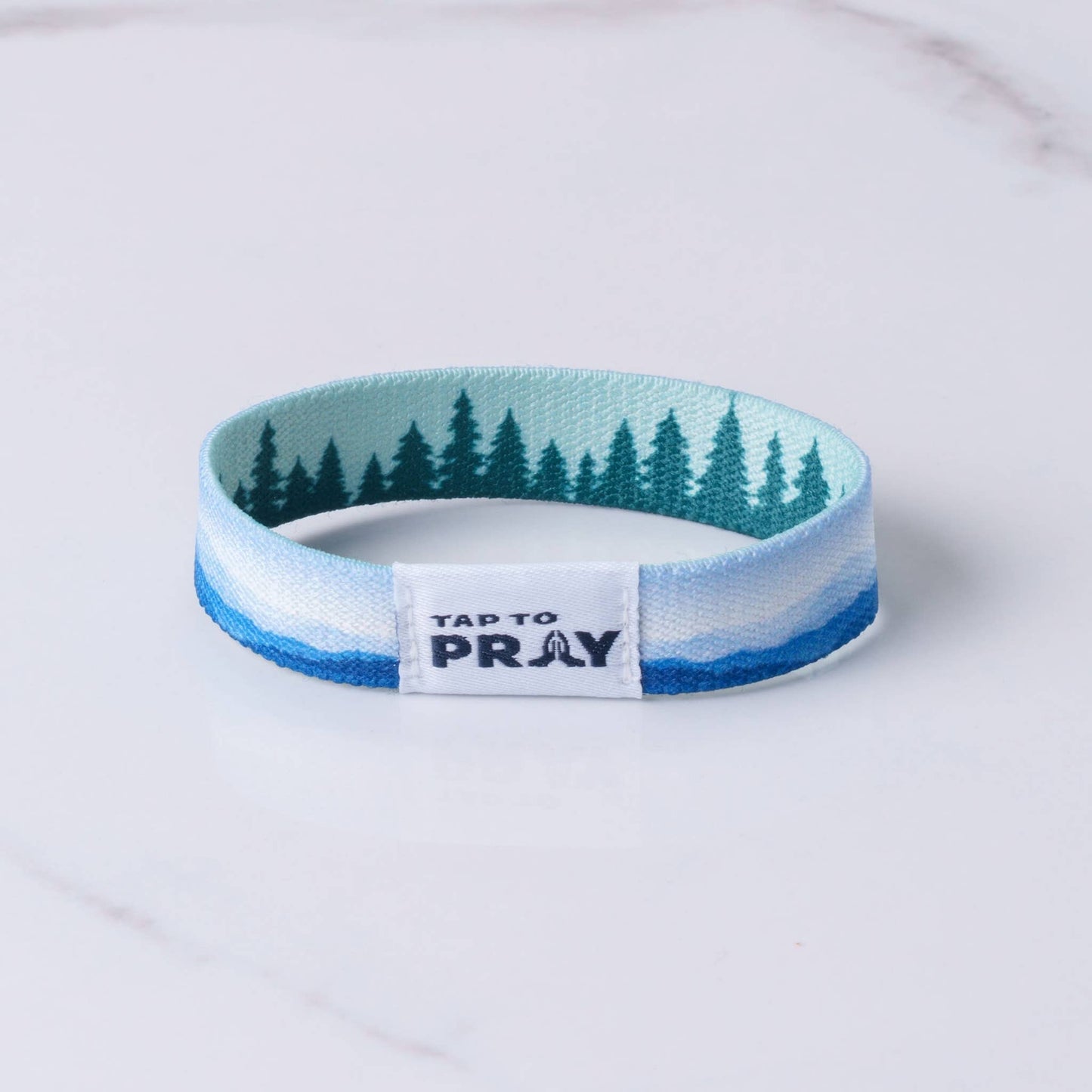 Tap To Pray™ Wristbands - Mountains & Forests: Medium / Blue Mountains & Green Forests