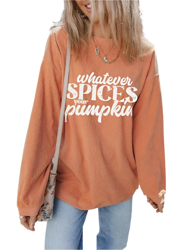 Whatever Spices Your Pumpkin Corded Pullover - FINAL SALE