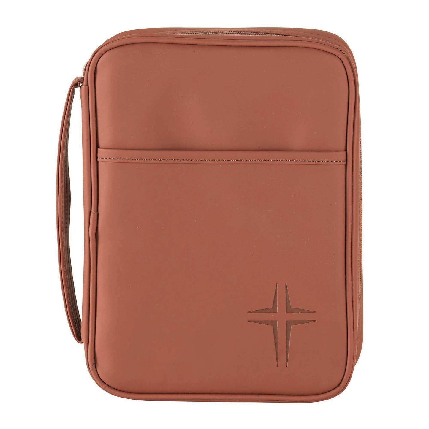 🍗BIBL COV BROWN W/CROSS VINYL LG PRT