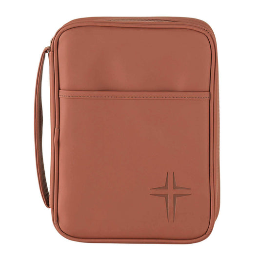 🍗BIBL COV BROWN W/CROSS VINYL LG PRT