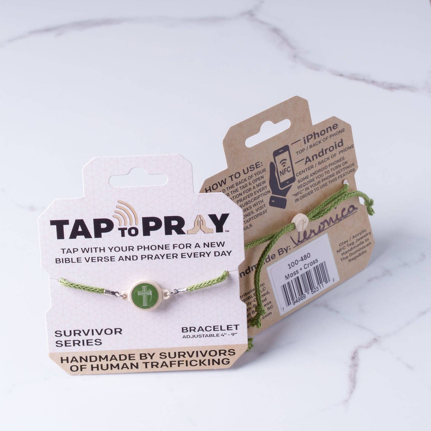 Tap To Pray™ - Survivor Series Handmade Bracelets: 14K Gold-Plated + Vanilla Cross