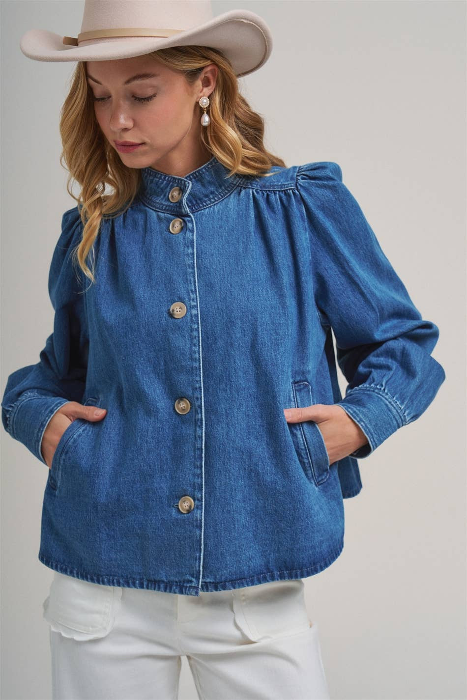 BON Denim Puff Sleeve Jacket