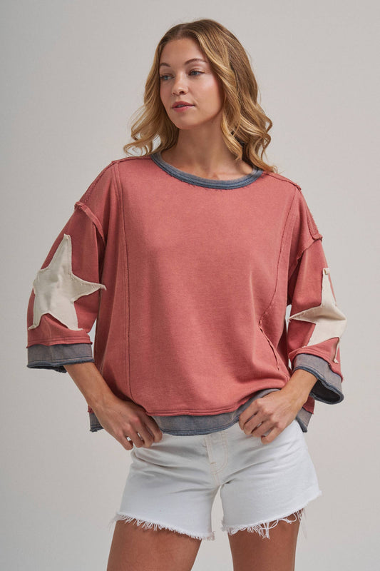 Vintage Mineral Wash Loose Fit Pullover Top