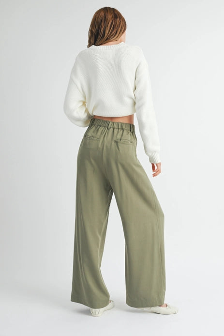 Olive Essence Wide-Leg Trousers