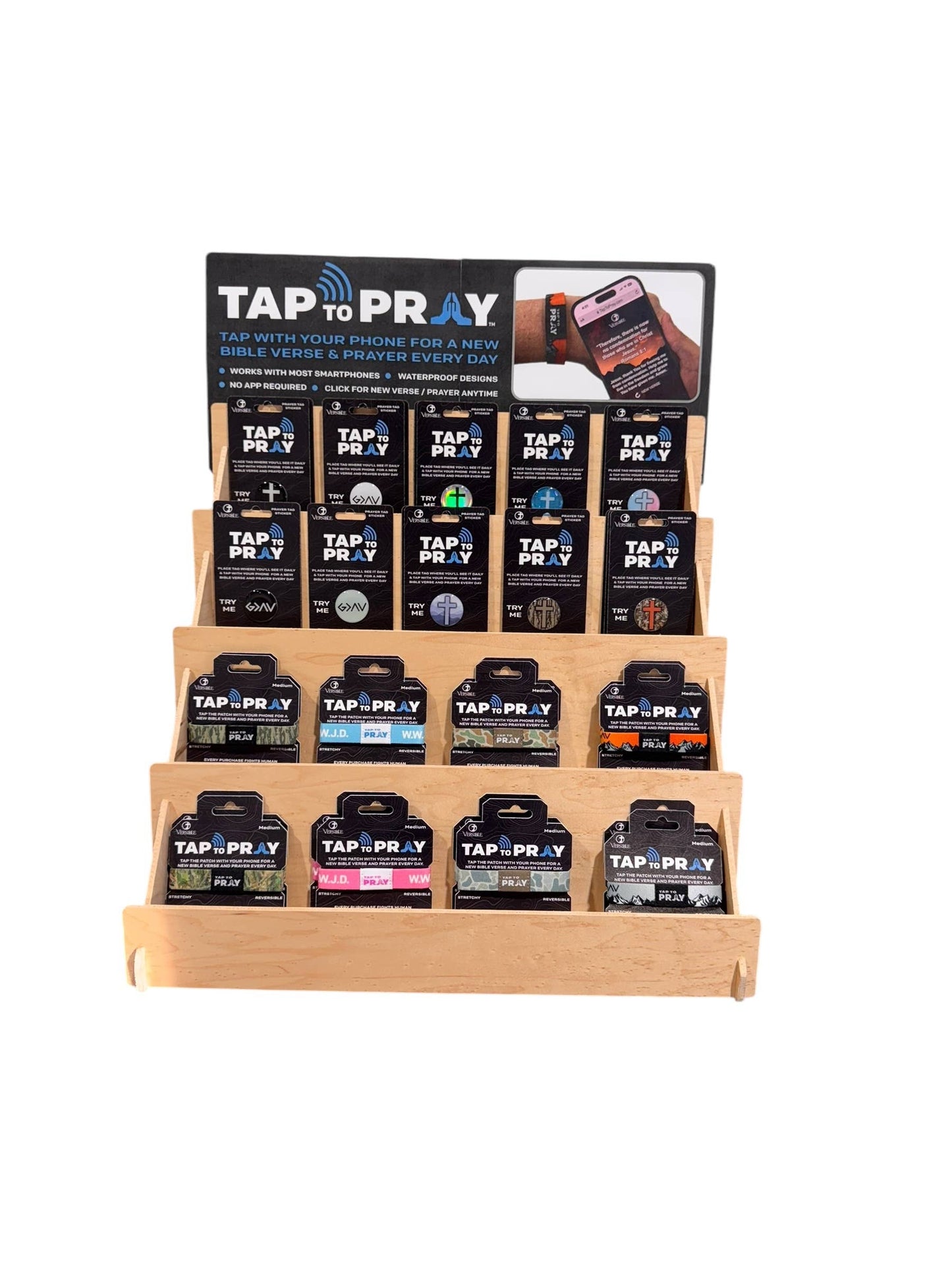 Tap To Pray™ - Prayer Tag Keychains: Black + God Is Greater