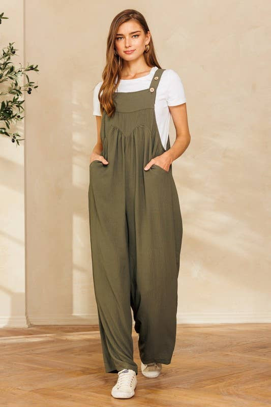 Oddi Button Sling Wide-Leg Jumpsuit