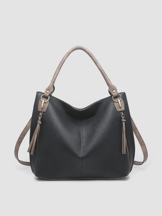 Jen & Co Connar Distressed Side Pocket Tote – Vegan Leather Handbag