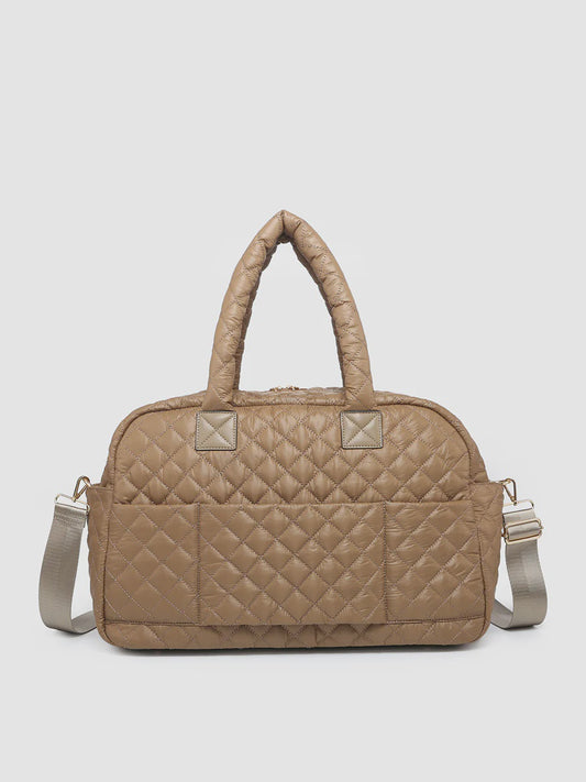 Jen & Co Mills Quilted Nylon Weekender –Tan Travel Bag