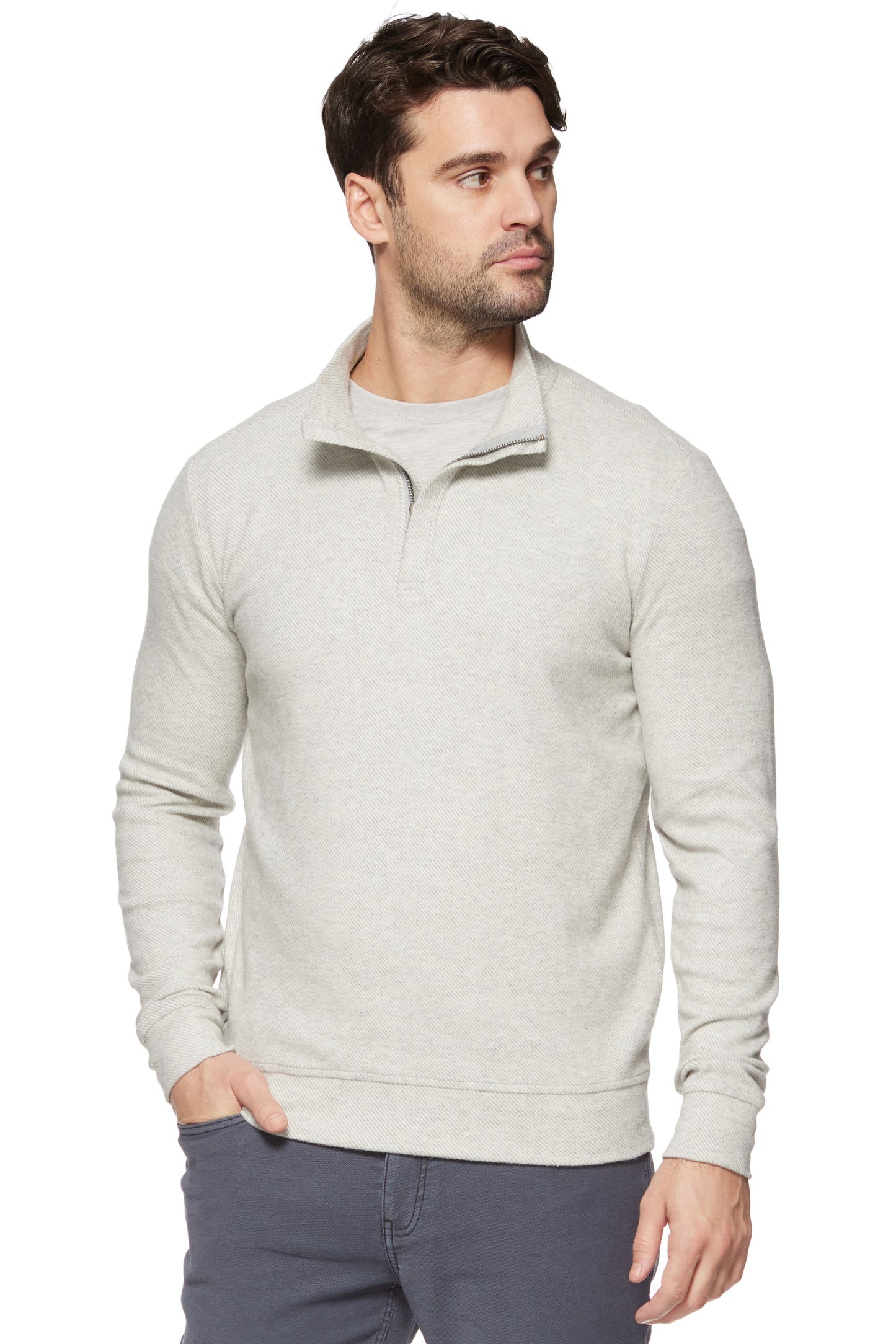 Hero Twill 1/4 Zip Mock Neck - Grey